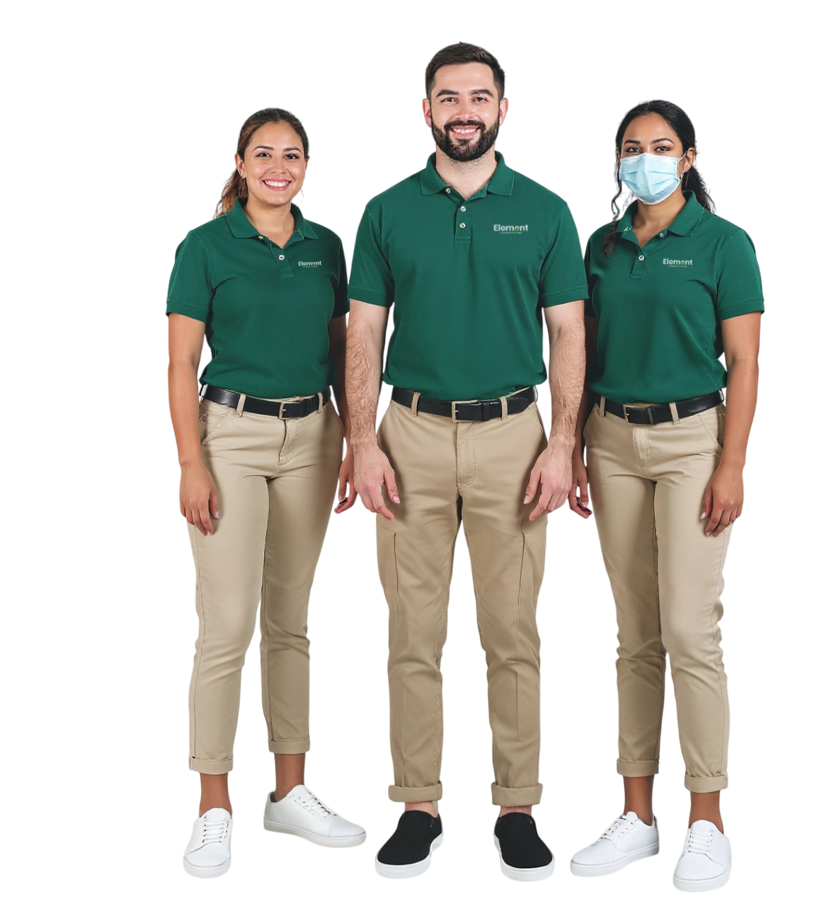 Element Cleaning Systems professional cleaning team in green uniforms providing commercial janitorial services