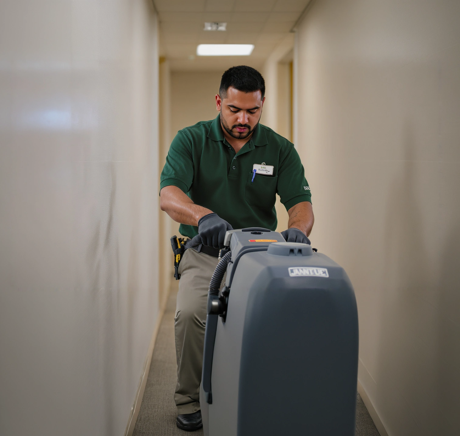Industrial aisle floor care with machine